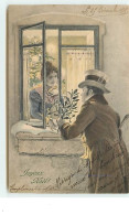 M.M. Vienne - Joyeux Noël - Homme à La Fenêtre D'une Jeune Femme - Vienne