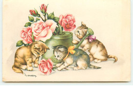 Gougeon - Chatons Jouant Avec Des Roses - Chat - Katten