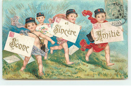 Bonne Et Sincère Amitié - Anges Portant Des Lettres - Angels