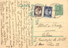 Romania Postal Card Royalty Franking Stamps Wien 1928 - Roemenië