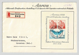 Schweiz Aarau 25.9.1935 Brief Mit Block Aarau - Primeros Vuelos