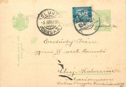 Romania Postal Card Royalty Franking Stamps Aiud 1936 - Roemenië