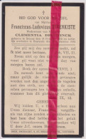 Devotie Doodsprentje Overlijden - Franciscus Steenkiste Wedn Clementia Deconinck - Stene 1856 - Oostende 1933 - Obituary Notices