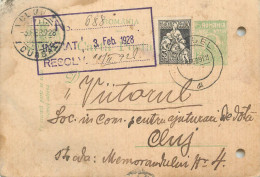 Romania Postal Card Royalty Franking Stamps Cluj 1928 - Roemenië