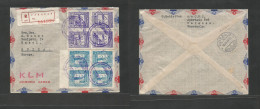 VENEZUELA. 1946 (Nov) Caracas - Switzerland, Basel (16 Nov) Registered Air Multifkd Env, Tied Block Of Four 1945 Issue + - Venezuela