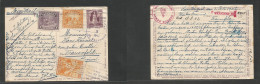 SALVADOR, EL. 1942 (3 July) WWII, San Miguel - Switzerland, Frauenfeld. 1c Lilac Stat Card + 3 Adtls On Air Usage, Cds + - El Salvador