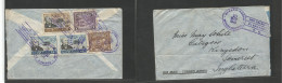 SALVADOR, EL. 1940 (10 May) GPO - England, Somerset. Air Reverse Env, Mixed Issues At 50c Rate, Tied Slogan Cds, Also On - Salvador