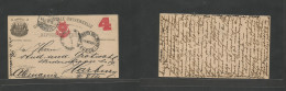 PERU - Stationery. 1897 (25-28 Aug) Cuzco - Germany, Hamburg (1 Oct) Via Lime. 4c Red Illustr Stat Card. VF Used. Transi - Perú