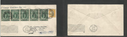 PERU. 1929 (May 17) Lima Buzones - USA, NYC. First Airmail PERU - CANAL ZONE - USA. Multifkd Env, Tied Cds + Transit. Ai - Peru