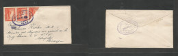 NICARAGUA. 1902 (Nov 21) Rama - Bluefields (22 Nov) 5c Rate Multifkd Bisected Tied Oval Ds Envelope, Arrival Cachet. VF. - Nicaragua