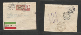 Mexico - XX. 1929 (11 March) Progreso, Yuc - DF (13 March) Air Multifkd Env Incl Color Air Flag Label. Via Merida "Ligne - Mexico