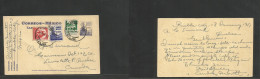 MEXICO - Stationery. 1951 (18 Jan) Puebla - Canada, Quebec. 3c Blue Stat Card + 3 Adtls, Cds. Fine Used. - México