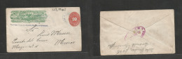 MEXICO - Stationery. 1884 (14 Ene) Expresso Wells Fargo. Guadalupe - DF (15 Ene) Bicolor Ovptd 10c Vermilion Numeral Sta - Mexique