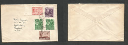 MALAYSIA. 1958 (18 July) North Borneo - Jesselton - USA, Hyattsville, Maryland. Multifkd QEII Envelope Tied Cds. Fine. - Malesia (1964-...)
