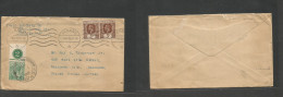 MALAYSIA. 1932 (7 May) St. St. Penang - USA, Oklahoma. Multifkd Envelope, With Late Unusual Cds Cancel For Strip Not In  - Malaysia (1964-...)