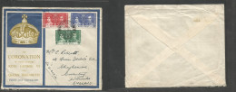 HONG KONG. 1937 (12 May) Victoria - England, Worwicks. Coventry. Coronation Issue Illustrated Multifkd Env, Cds. Fine Vi - Other & Unclassified