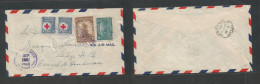 HONDURAS. 1943 (22 Sept) San Pedro Tula - Belize, British Honduras (24 Sept) Air Multifkd Envelope Incl (x2) Red Cross I - Honduras