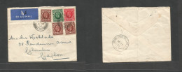 Great Britain - XX. 1936 (3 May) Romnet - Ceylon, Colombo, Indian Ocean (14 May) Air Multifkd Envelope At 6d Rate, Tied  - ...-1840 Vorläufer