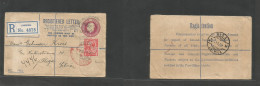 Great Britain - Stationery. 1925 (28 Jan) Liverpool - Latvia, Riga (1 Febr) Registered Fkd 4 1/2d Stat Envelope, Oval Ds - ...-1840 Vorläufer