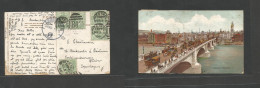 Great Britain - XX. 1906 (5 March) Whistable - Denmark, Cph (7 March 06) Multifkd Ppc (x5) 1/2d Greens At 2 1/2d Rate, T - ...-1840 Vorläufer