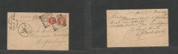 Great Britain - Stationery. 1892 (6 March) Birkenhead - Denmark, Cph (9 March) 1/2d Brown + Adtl Stat Card, Tied Cds + A - ...-1840 Préphilatélie