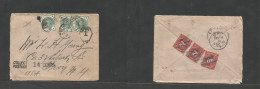 GREAT BRITAIN. 1901 (27 Febr) Wantage - USA, Troy, NY (March 11) Multifkd Env At 1 1/2d Rate (3x 1/2d Green) Tied 4 Gril - ...-1840 Préphilatélie