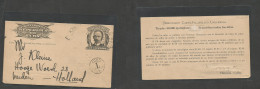 CUBA. 1921 (26 Ene) Habana - Holanda, Beiden. EP 1c Negro, Reverso Impreso Directorio Cartofilatelico, Con Marca De Tasa - Other & Unclassified