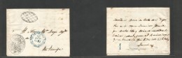 CUBA. 1859 (27 Sept) Remedios - Puerto Principe. Envuelta Oficial San Juan De Los Remedios Marza Baeza Azul Salida Y Est - Autres & Non Classés