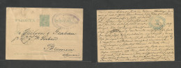 CUBA. 1896 (8 April) Santa Clara - Alemania, Bremen. EP 2c Pelon Verde (sello Adicional Extraviado En Transito) Mat Oval - Andere & Zonder Classificatie