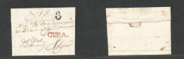 CUBA. 1837 (2 Oct) Holguin. Uso Local. Carta Real Servicio (RS), Marca En Rojo CUBA Y Cargo 3 Reales. Preciosa. Ex - Moo - Other & Unclassified