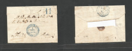 CUBA. 1852 (1 Nov) Trinidad - Habana (4 Nov) Carta Oficial Mat Baeza Azul De Salida Y Cargo 1 1/2. Llegada Al Dorso. Muy - Sonstige & Ohne Zuordnung