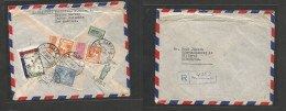 COLOMBIA. 1951 (4 May) Rapido Nariño, Pasto - Denmark, Hilerod. Registered Air Reverse Multifkd Env Incl Red Cross Color - Colombia