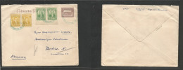 COLOMBIA. 1920. Bogota, German Legation - Berlin, Germany. Multifkd 3c Lilac Stat Env, Green Cds. Fine. - Colombia