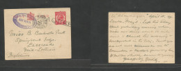 Brazil - XX. 1920 (19 April) Paquebot Mail 1d Red GB Stat Card Used At Santos - England, Lausswade. Stline Cancel + Cds  - Other & Unclassified