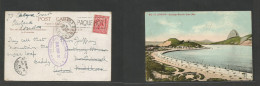 Brazil - XX. 1912 (20 March) Paquebot Mail. GB Used. Santos - England, Mddx (13 Apr) 1d Fkd Local Early Color Ppc, Box + - Other & Unclassified