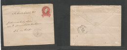Brazil - XX. 1892 (8 Nov, Year Inverted) S. Vicente, Pernambuco - Recife (10 Nov) 100 Rs Red Embossed Stat Env, Lilac Cd - Sonstige & Ohne Zuordnung