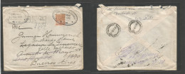 BRAZIL. 1926 (17 May) Ag. Marques De Abrantes, Rio - Argentina, Buenos Aires (20 May) Registered Suf 500 Rs Fkd Env, Ova - Autres & Non Classés