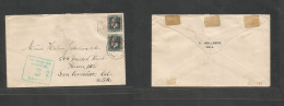BC - Samoa. 1918 (29 Jan) Apia - USA, S. Fco. CAL. Multifkd Ovptd Issue Envelope, Tied Cds + Passed Censor 3 Green Cache - Other & Unclassified