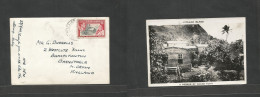 BC - Pitcairn. 1949 (22 July) Adams Town. GPO - England, N. Devon, Burnstable. 1 1/2d Fkd Photo Ppc. Fine Usage. - Other & Unclassified