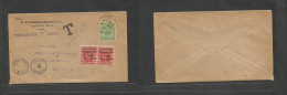 BC - Malta. 1931 (16 May) Birchircara, Valleta - USA, Minneapolis, Him. 1/2d Green Fkd Env, Taxed + (x2) US Postage Dues - Otros & Sin Clasificación