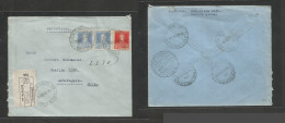 Argentina - XX. 1934 (28 Apr) Buenos Aires 29 - Chile, Antofagasta (6 May) Registered Multifkd Env At 45c Rate, Tied Cds - Autres & Non Classés