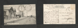 Argentina - XX. 1918 (16 July) TPO. Bahia Blanca, Estacion Pacifico - England, Derby. Fkd (missing Stand) Photo Ppc With - Andere & Zonder Classificatie