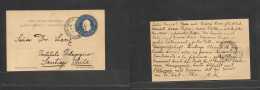 Argentina - Stationery. 1900 (8 April) Buenos Aires - Chile, Stgo (12 April) 6c Blue Stat Embossed Card, Ds. Arrival Rev - Other & Unclassified