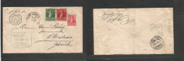 Argentina - Stationery. 1898 (En28-29) Buenos Aires - Switzerland, Obertrass (19 Feb) Multifkd 5c Vermilion Stat Env + A - Other & Unclassified