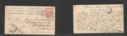 Argentina - Stationery. 1886 (24 Aug) Sucursal Norte - Germany, Karlsrrube (4 Sept) 6c Rose Stat Card, Via Blue French P - Other & Unclassified