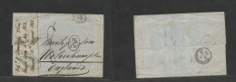 ARGENTINA. 1868 (12 July) Buenos Aires - Wolverham, England (18 Aug) EL With Text, Depart French Pqbt Cds + Oval "FR / 2 - Altri & Non Classificati