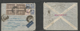 Airmails - World. 1936 (2 April) Brazil - UK. Condor - Zepp - Lufthansa Cachet. Air Comm Multifkd Env, Tied Label + Cach - Autres & Non Classés