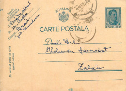 Romania Postal Card Royalty Franking Stamps Zalau Brad 1940 - Rumania