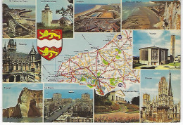 76 - Carte Contour Géographique Du Département  De La SEINE MARTITIME ( Avec Blason ) Carte Michelin 989 - Maps
