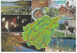 19 - Carte Contour Géographique Du Département  De La CORREZE ( Avec Blason ) - Mapas